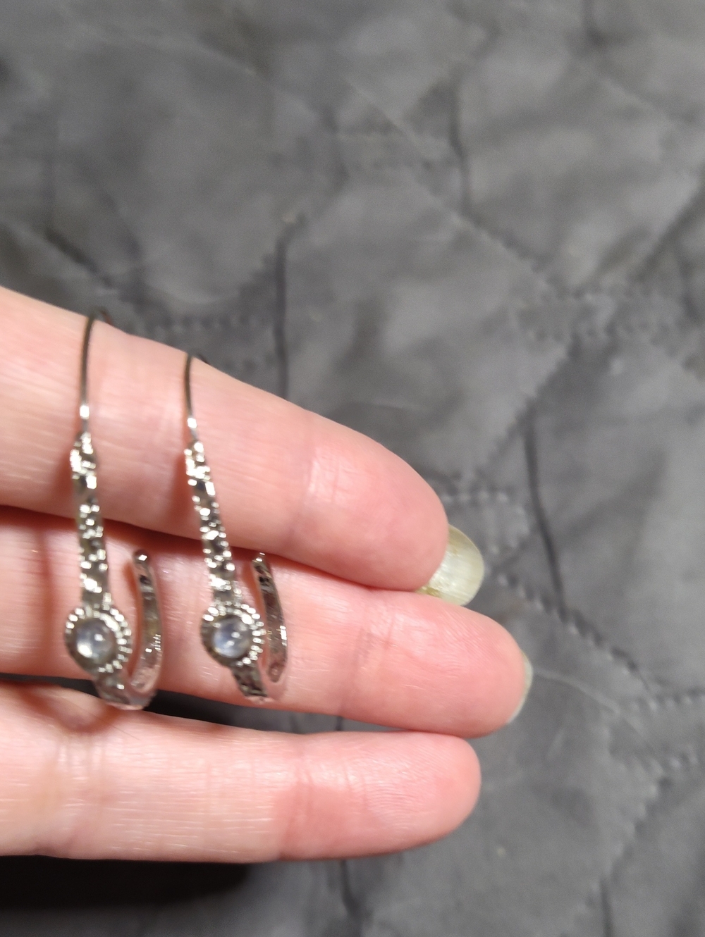 Silver Gray Crystal Drop Earrings - Women Jewelry